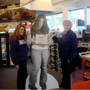 My friend Amy with Nonni and Amy's URI promotional cutout in CVS.