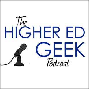 Higher Ed Geek logo- blue text with a microphone icon in the bottom left.